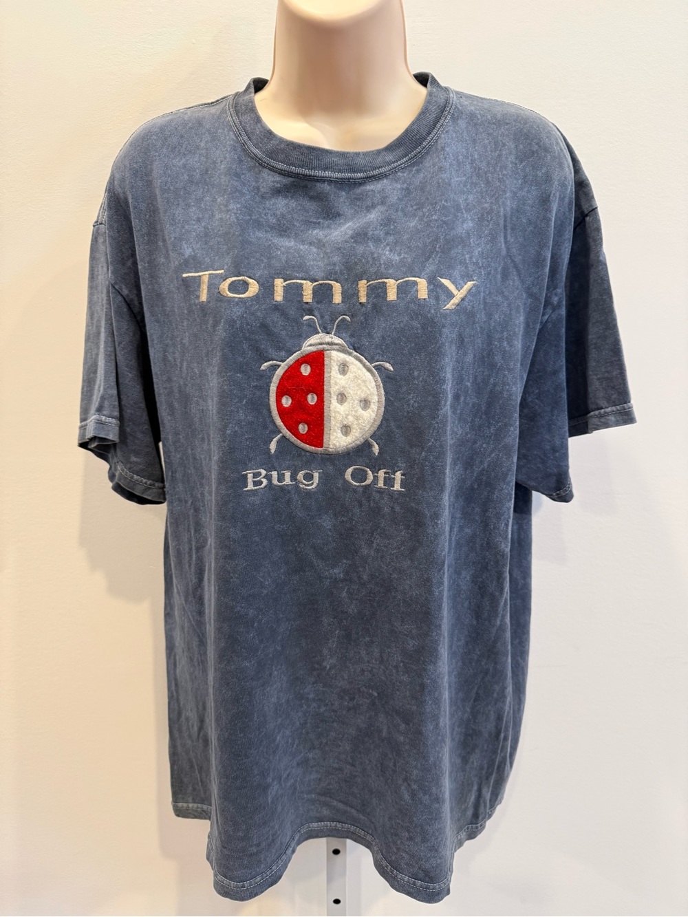 Vintage Delta Cream Navy Magnum Weight Tee Embroidered Men Size L